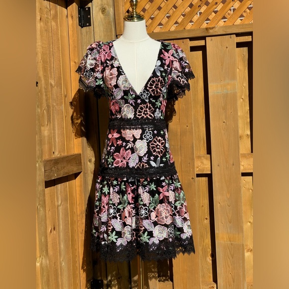 🆕 BRONX & BANCO 🧿NWOT Camille Floral Embroidered Tiered Midi Dress, Sz S / US4 - Picture 11 of 16